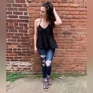 Black peplum tank top